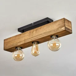 Plafonnier Berat Brun, Noir, 3 lumières