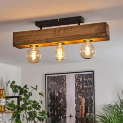 Plafonnier Berat Brun, Noir, 3 lumières