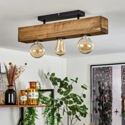 Plafonnier Berat Brun, Noir, 3 lumières