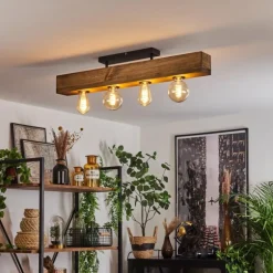 Plafonnier Berat Brun, Noir, 4 lumières