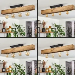 Plafonnier Berat Brun, Noir, 4 lumières