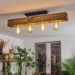 Plafonnier Berat Brun, Noir, 4 lumières