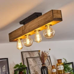 Plafonnier Berat Brun, Noir, 4 lumières