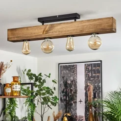 Plafonnier Berat Brun, Noir, 4 lumières