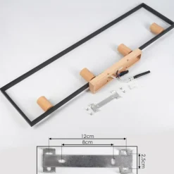 Plafonnier Bergo Couleur bois, Écru, Noir, 4 lumières