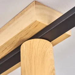 Plafonnier Bergo Couleur bois, Écru, Noir, 4 lumières