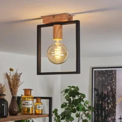 Plafonnier Bergo Couleur bois, Écru, Noir, 1 lumière