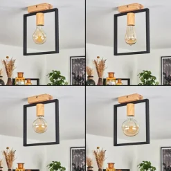 Plafonnier Bergo Couleur bois, Écru, Noir, 1 lumière