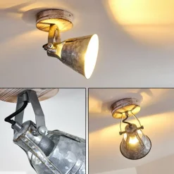 Plafonnier Berkeley Bois clair, Zingué, 1 lumière