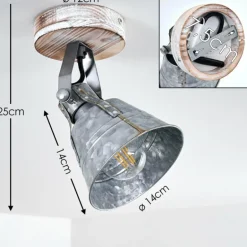 Plafonnier Berkeley Bois clair, Zingué, 1 lumière