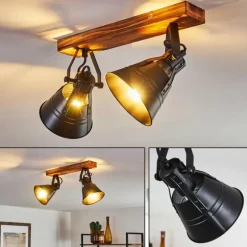 Plafonnier Berkeley Bois foncé, Noir, 2 lumières