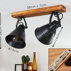 Plafonnier Berkeley Bois foncé, Noir, 2 lumières