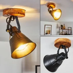 Plafonnier Berkeley Bois foncé, Noir, 1 lumière