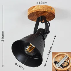 Plafonnier Berkeley Bois foncé, Noir, 1 lumière