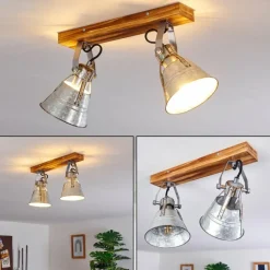 Plafonnier Berkeley Brun foncé, Zingué, 2 lumières