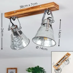 Plafonnier Berkeley Brun foncé, Zingué, 2 lumières