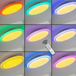 Plafonnier BERMEO LED Blanc, 2 lumières, Télécommandes, Changeur de couleurs