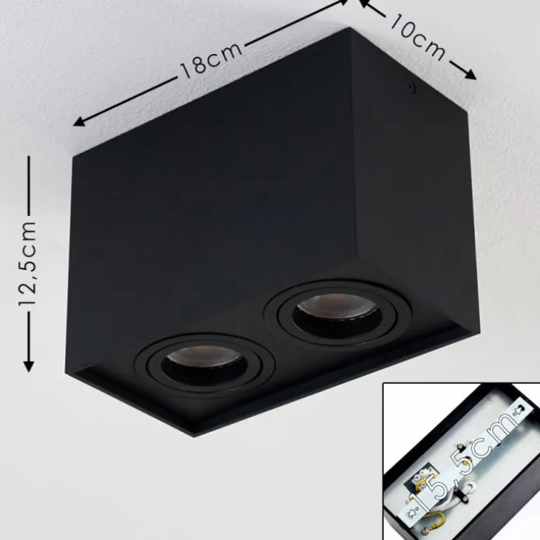 Plafonnier Betsie Noir, 2 lumières