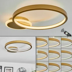 Plafonnier Bina LED Laiton, 1 lumière, Télécommandes