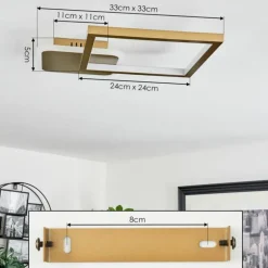 Plafonnier Bina LED Laiton, 1 lumière, Télécommandes
