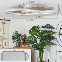 Plafonnier Blandford LED Écru, Nickel mat, Argenté, 2 lumières, Télécommandes