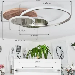 Plafonnier Blandford LED Écru, Nickel mat, Argenté, 1 lumière, Télécommandes