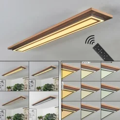 Plafonnier Blandford LED Brun, Couleur bois, Noir, 2 lumières, Télécommandes