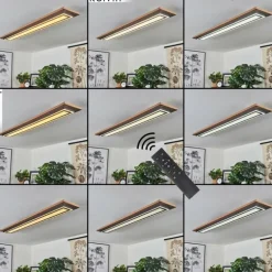 Plafonnier Blandford LED Brun, Couleur bois, Noir, 2 lumières, Télécommandes