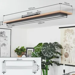 Plafonnier Blandford LED Brun, Couleur bois, Noir, 2 lumières, Télécommandes