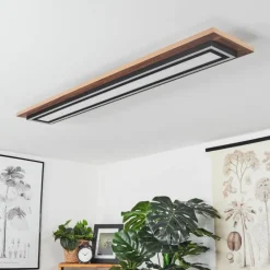 Plafonnier Blandford LED Brun, Couleur bois, Noir, 2 lumières, Télécommandes