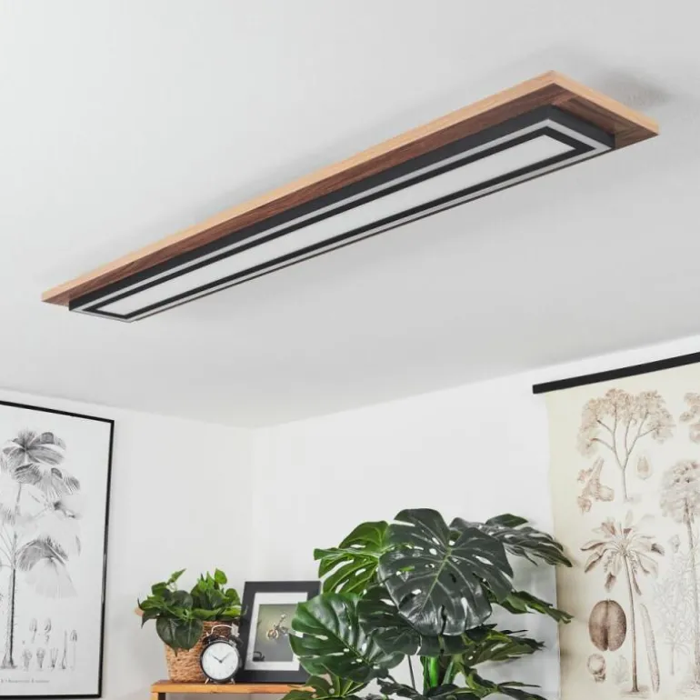 Plafonnier Blandford LED Brun, Couleur bois, Noir, 2 lumières, Télécommandes