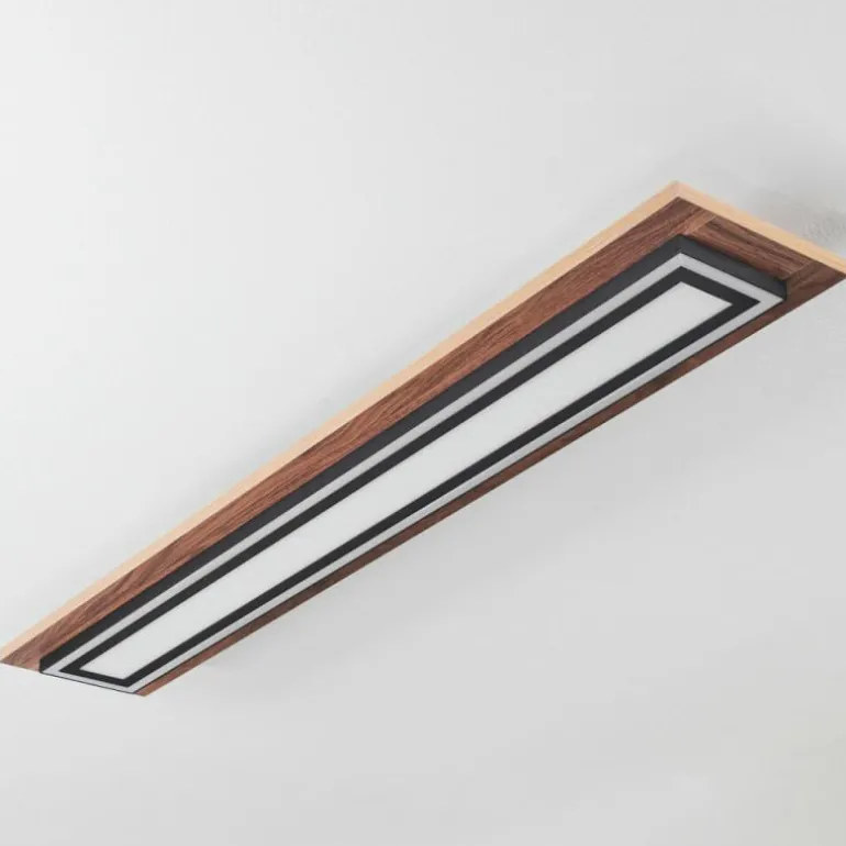 Plafonnier Blandford LED Brun, Couleur bois, Noir, 2 lumières, Télécommandes