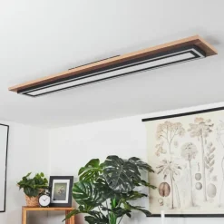 Plafonnier Blandford LED Brun, Couleur bois, Noir, 2 lumières, Télécommandes