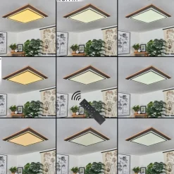 Plafonnier Blandford LED Brun, Couleur bois, 2 lumières, Télécommandes