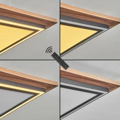 Plafonnier Blandford LED Brun, Couleur bois, 2 lumières, Télécommandes