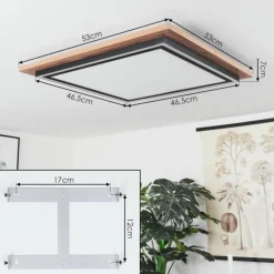 Plafonnier Blandford LED Brun, Couleur bois, 2 lumières, Télécommandes