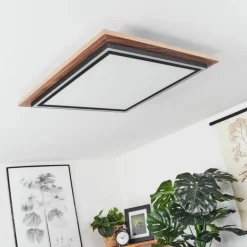 Plafonnier Blandford LED Brun, Couleur bois, 2 lumières, Télécommandes