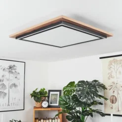 Plafonnier Blandford LED Brun, Couleur bois, 2 lumières, Télécommandes