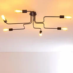 Plafonnier Bogno Noir, 6 lumières