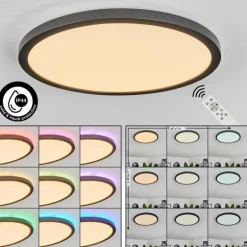 Plafonnier Boyero LED Noir, 2 lumières, Télécommandes, Changeur de couleurs