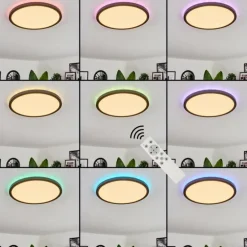 Plafonnier Boyero LED Noir, 2 lumières, Télécommandes, Changeur de couleurs