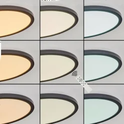 Plafonnier Boyero LED Noir, 2 lumières, Télécommandes, Changeur de couleurs