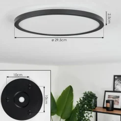 Plafonnier Boyero LED Noir, 2 lumières, Télécommandes, Changeur de couleurs