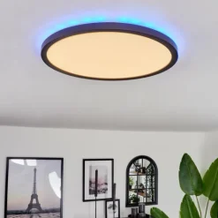 Plafonnier Boyero LED Noir, 2 lumières, Télécommandes, Changeur de couleurs