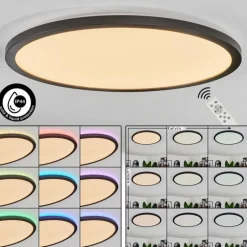 Plafonnier Boyero LED Noir, 2 lumières, Télécommandes, Changeur de couleurs