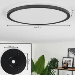 Plafonnier Boyero LED Noir, 2 lumières, Télécommandes, Changeur de couleurs