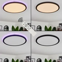 Plafonnier Boyero LED Noir, 2 lumières, Télécommandes, Changeur de couleurs