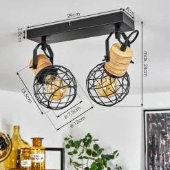 Plafonnier Bridgeport Noir, 2 lumières