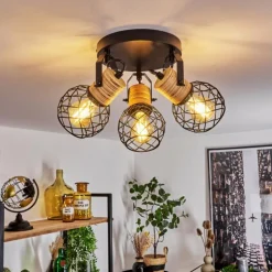 Plafonnier Bridgeport Noir, 3 lumières