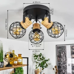 Plafonnier Bridgeport Noir, 3 lumières